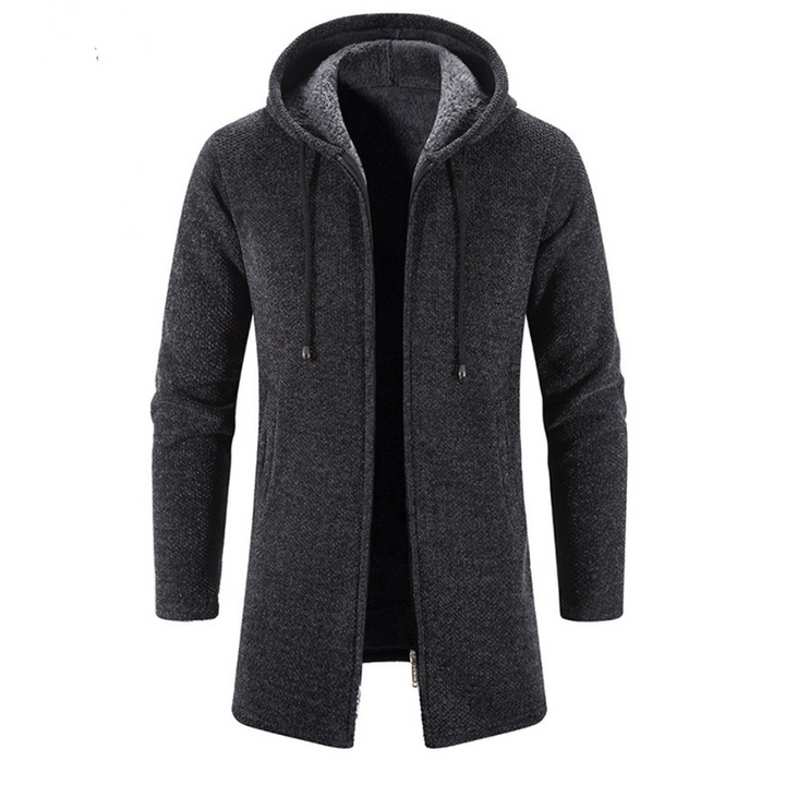 Vest Heren | Warme Lange Cardigan | Met Capuchon | Rits Sluiting