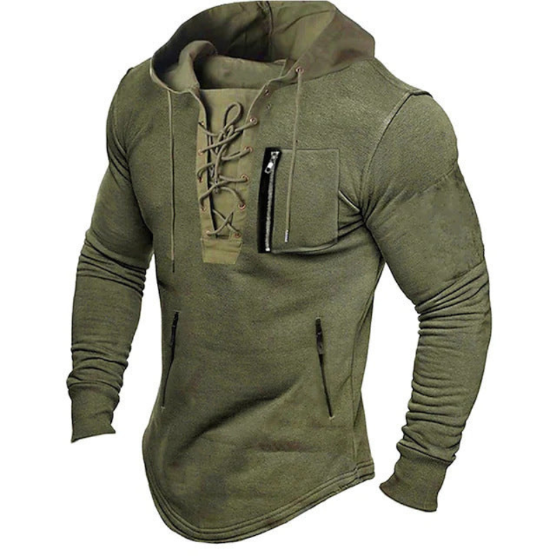 Truien Heren | Sportieve Hoodie Met Vetersluiting | Casual Kleding