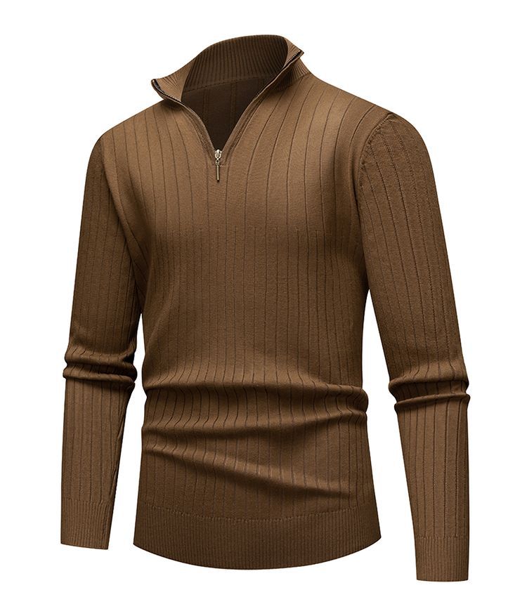 Heren Gebreid Shirt | Half-Zip Kraag | Warme Twisted Knit | Herfst/Winter | Polyester