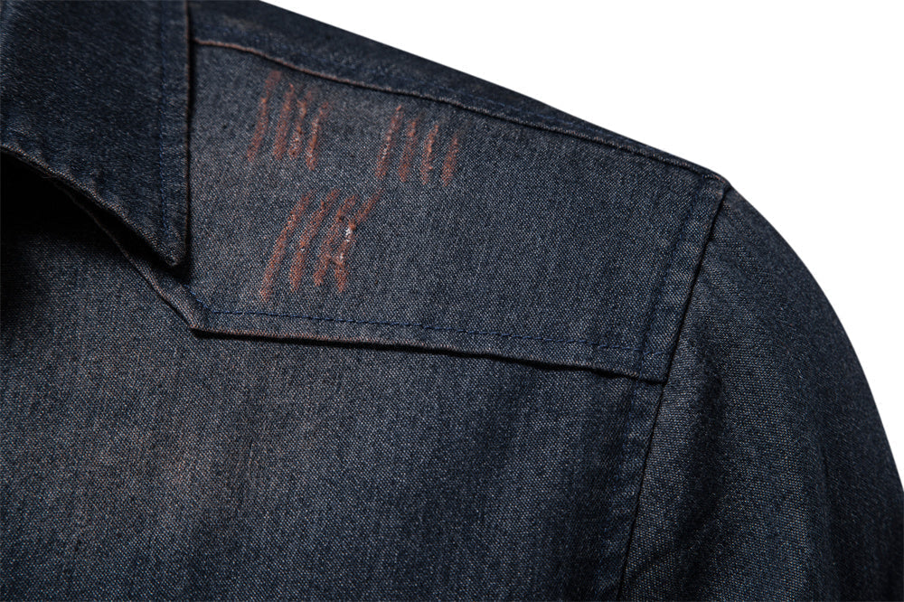 Heren Denim Overhemd | Casual & Slim Fit | Katoen met Stretch
