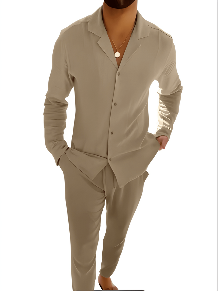 Heren linnen set - Overhemd en broek relaxed tailored