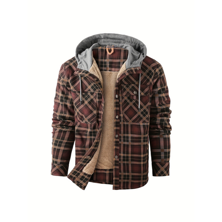 Winterjas Heren | Geruit Design | Warme Jas met Capuchon