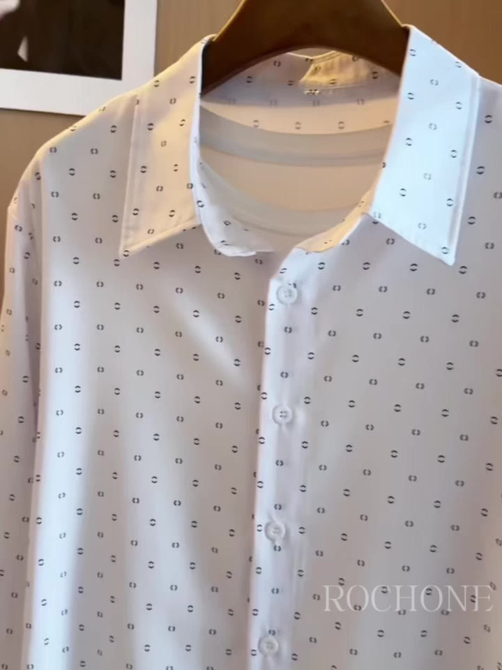 Heren Overhemd | Stippenprint & Comfortabel | Lange Mouw & Casual Stijl