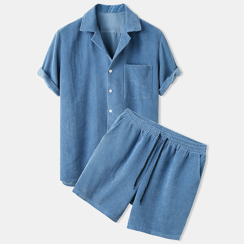 Heren Zomerset | Korte Mouw & Corduroy | Casual & Comfortabel | Effen Kleur