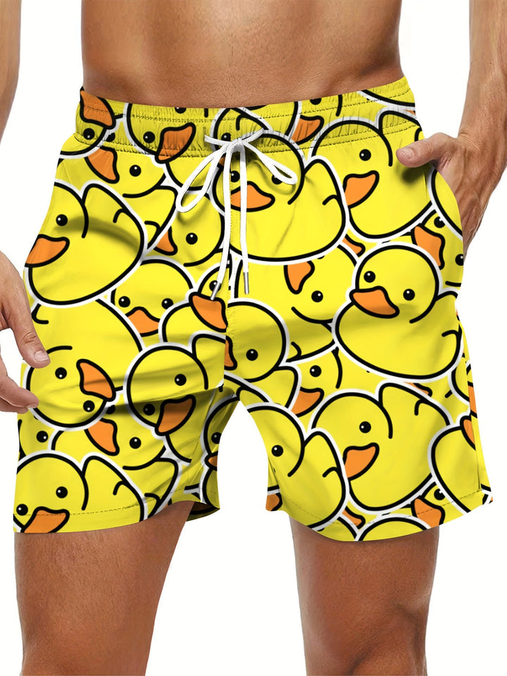 Heren Shorts | Digitale Eenden Cartoon Print | Casual & Creatief | Met Trekkoord en Zakken