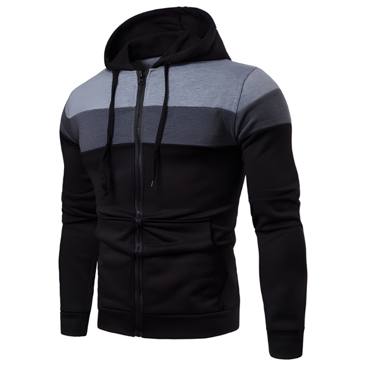 Winterjas Heren | Sportieve Hoodie met Rits | Colorblock Design & Warme Voering