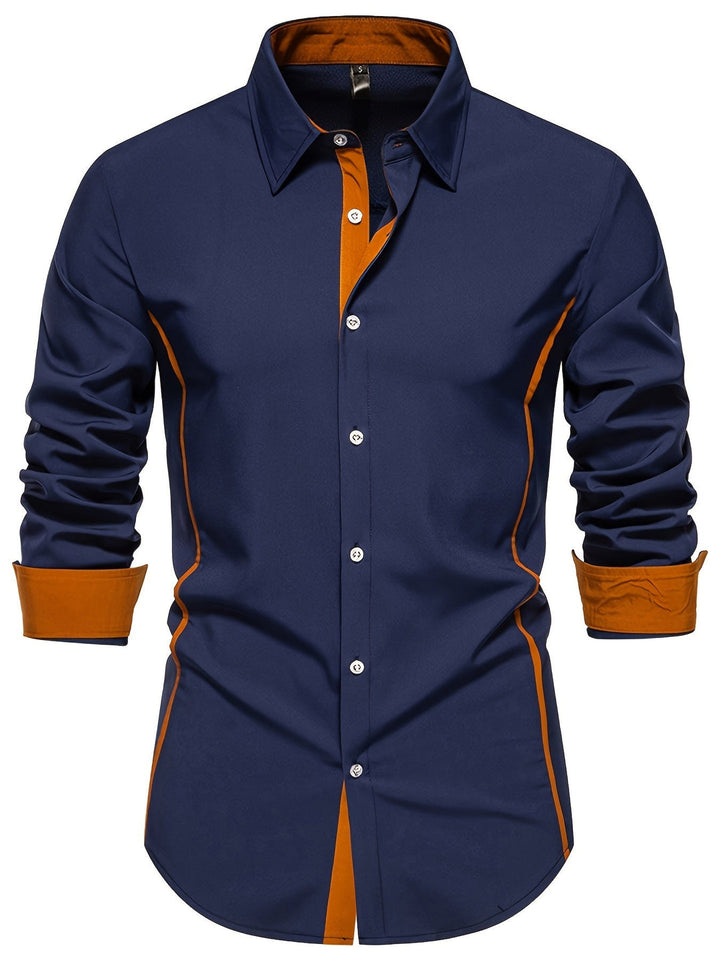 Heren Overhemd | Slim Fit | Contrasterende Details & Lange Mouwen