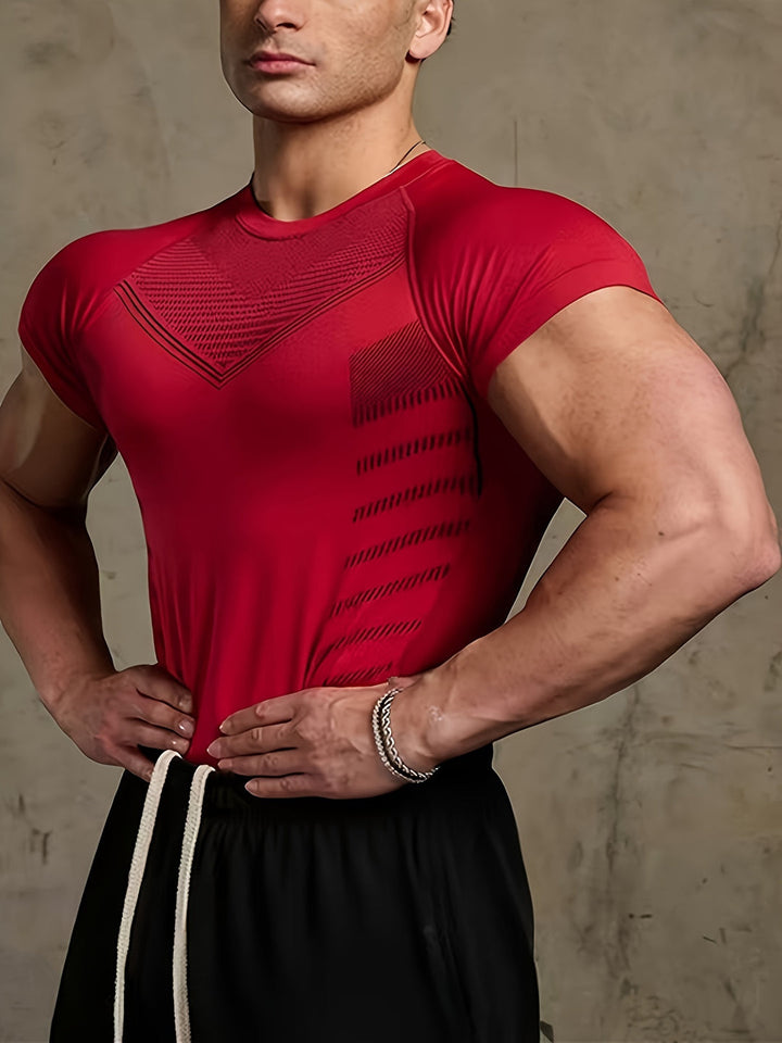 Heren T-shirt | Gestreept Design | Ademend & Rekbaar | Sportshirt Gym & Hardlopen