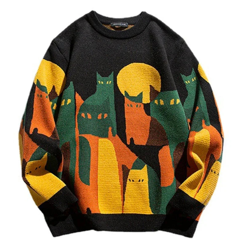 Truien Heren | Oversized | Ronde Hals & Katprint | Casual Kleding