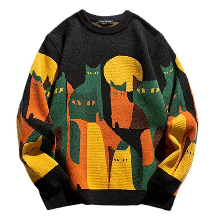 Truien Heren | Oversized | Ronde Hals & Katprint | Casual Kleding