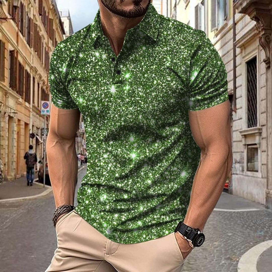 Heren Polo Shirt | Digitale Sterrenprint | Streetstyle & Zomerlook | Polyester