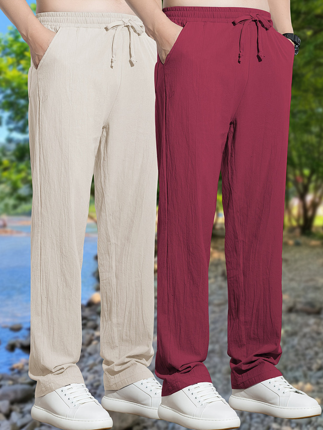 Heren Broek | Straight | Met Trekkoord | Zomer | 2-Pack