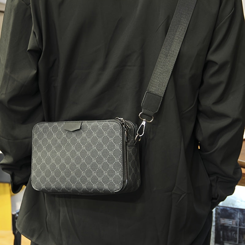 Heren Crossbody Tas | Street Style | Gecheckt Design | Verstelbare Riem | Meerdere Vakken | PU