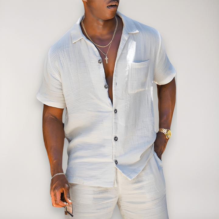 Heren Set | Tweedelig Kortemouw Ensemble | Stijlvolle Casual Look