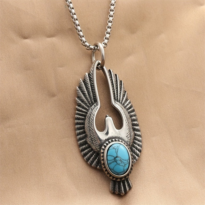 Mannenketting | Adelaar Hanger met Turkoois | Vintage | Synthetische Steen