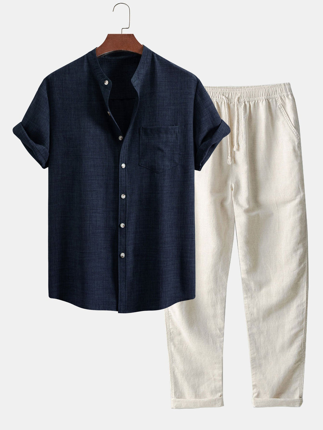 Heren Set | Korte Mouw Overhemd & Rechte Broek | Ademend & Casual | Lichtgewicht