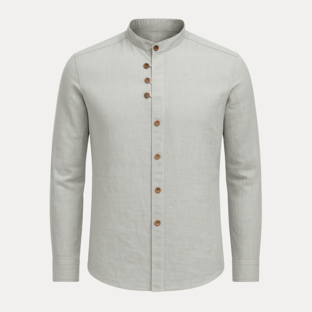 Overhemd Heren | Stijlvolle Kraagloos Design | Met Knoopsluiting