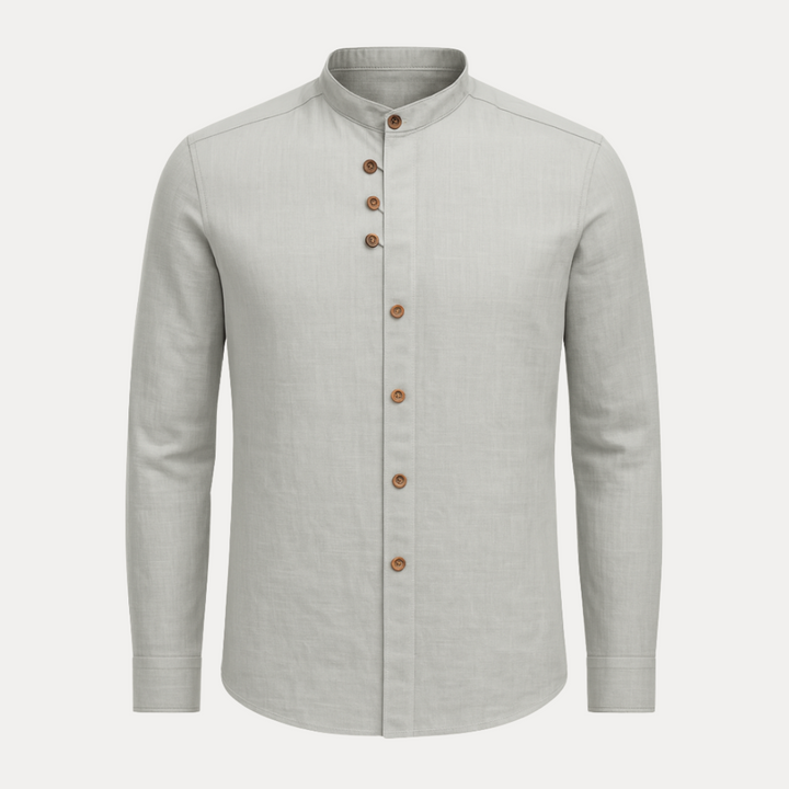 Overhemd Heren | Stijlvolle Kraagloos Design | Met Knoopsluiting