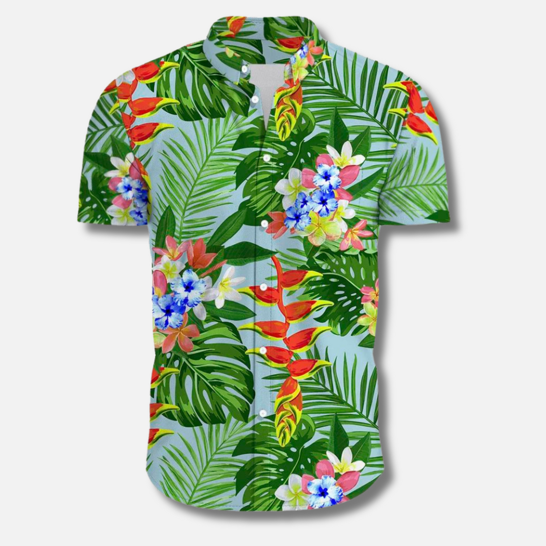 Heren Overhemd | Tropische Print | Relaxed Fit & Korte Mouwen | Zomerse Vibes