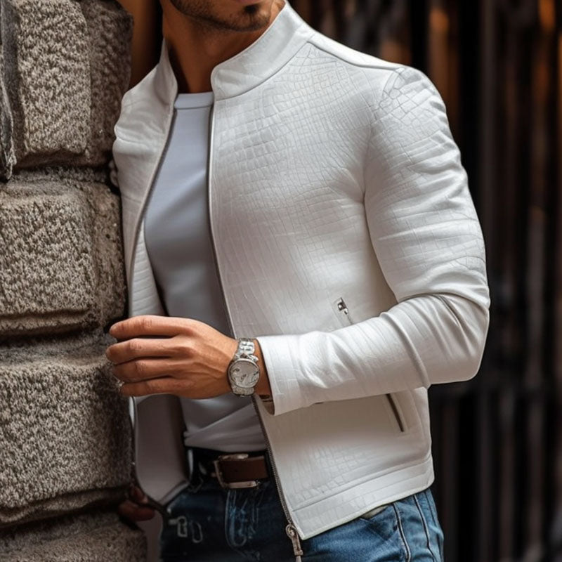 Heren Jas | Textuurpaneel & Slim Fit | Minimal Streetstyle | Licht & Duurzaam