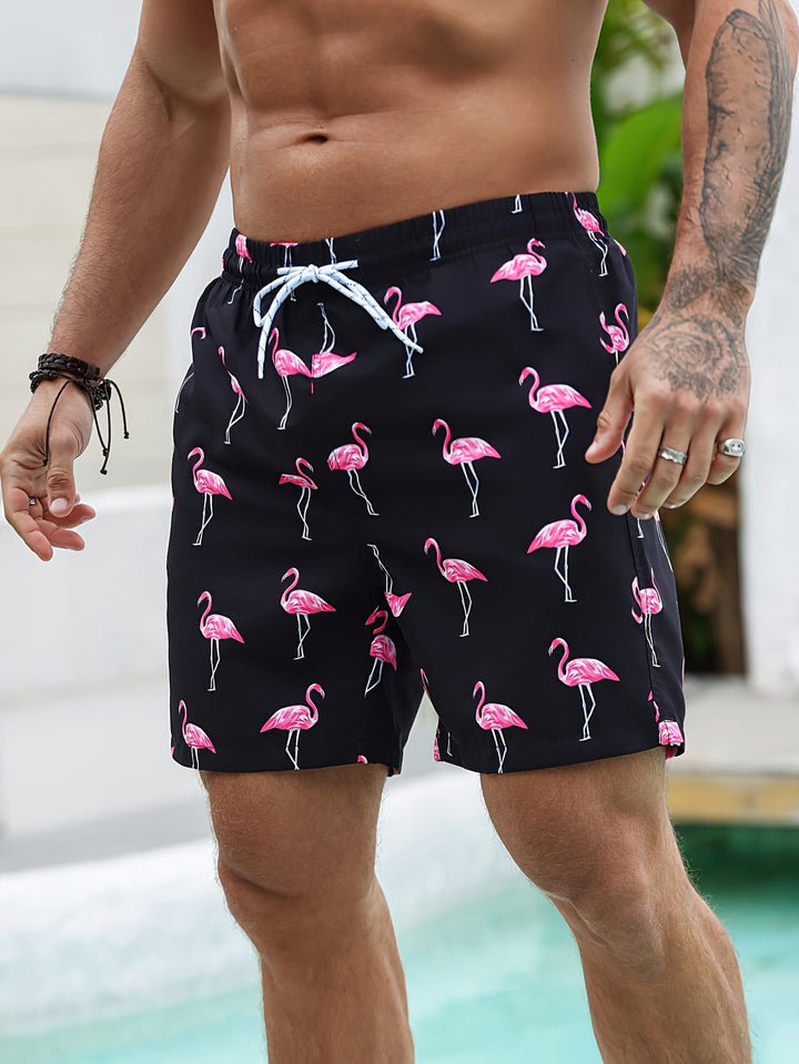 Heren Strandshorts | Gradiëntkleuren & Flamingo-Print | Causal zomerse stijl
