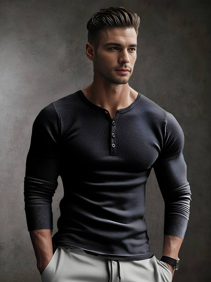 Heren Henley Shirt | Ribbelstof & Stretch | Slim Fit | Sport & Casual