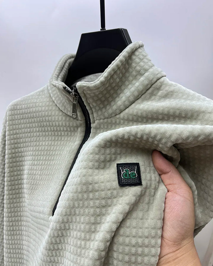 Heren Trui | Half-Zip Coltrui | Dubbelzijdig Plush & Gevoerd | Polyester & Spandex