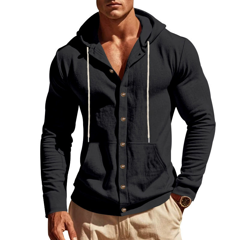 Heren Hoodie | Slimfit | Met Knoopjes | Capuchon