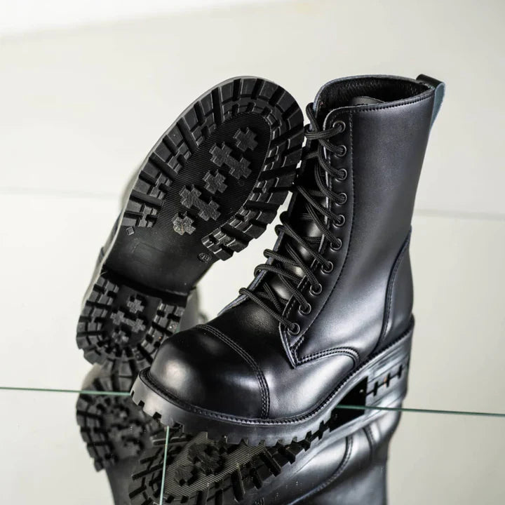 Heren Veterboots | Zwart Leerlook | Dikke Zool & Urban Combat Style | Synthetisch Leer
