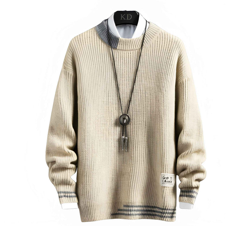 Truien Heren | Gebreide Trui met Ronde Hals & Details