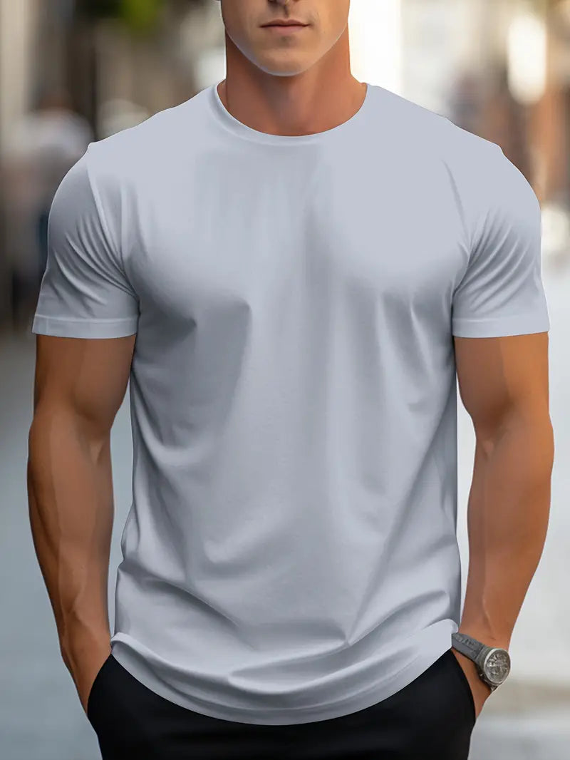 Heren T-Shirt | Effen Kleur & Ronde Hals | Los Model Streetwear | Polyester