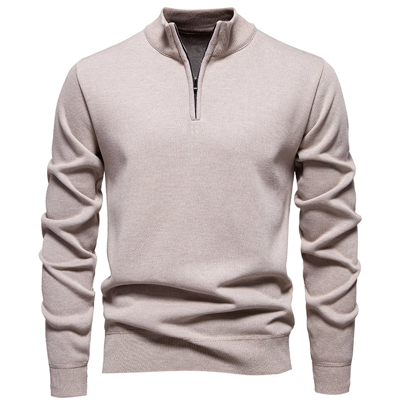 Moderne en stijlvolle Half-Zip Trui voor heren met warme fleece en opstaande kraag | Finn