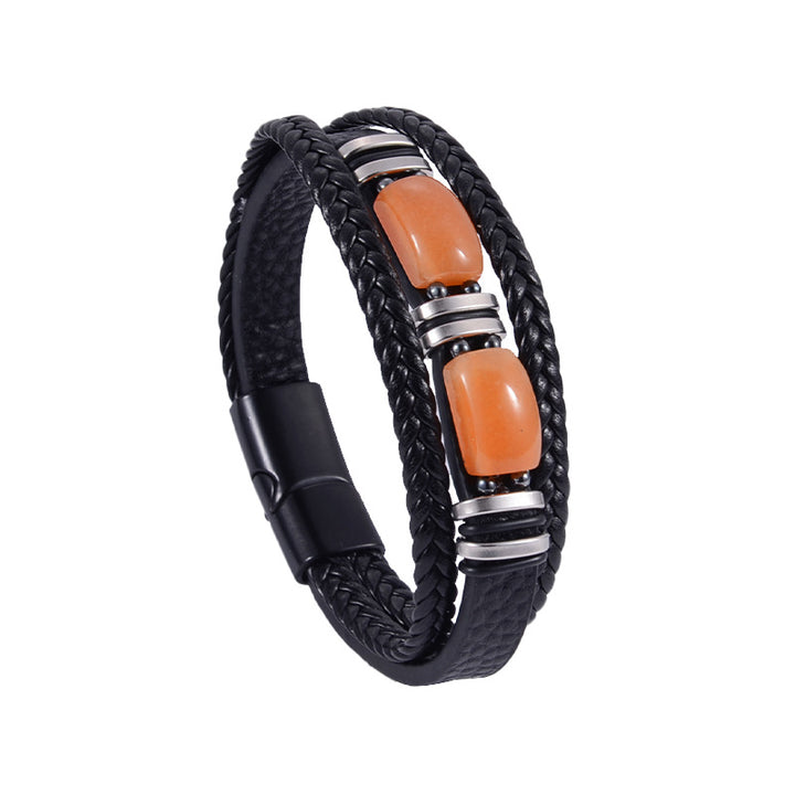 Heren Armband | 2-delig Tijgeroog & Gevlochten Design | Stoer & Stijlvol