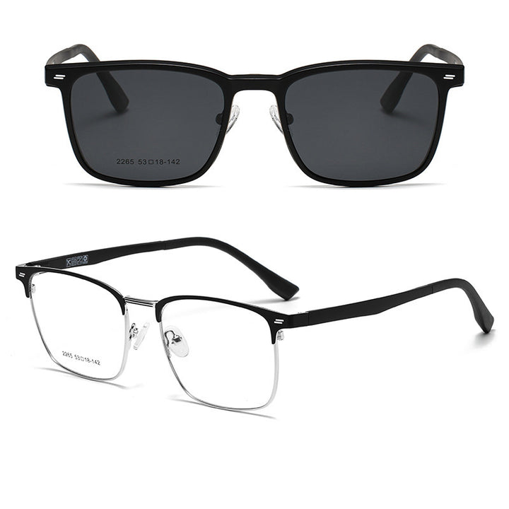 Heren Zonnebril | Roestvrijstalen Vierkant Frame | Gepolariseerde TAC Lenzen | Elegant & Duurzaam