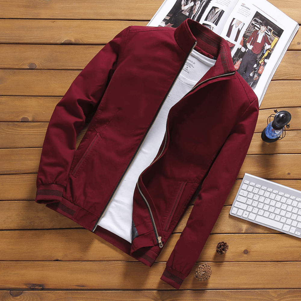 Heren Jas | Slim Fit Katoen | Ritsluiting & Zijzakken | Kort Model