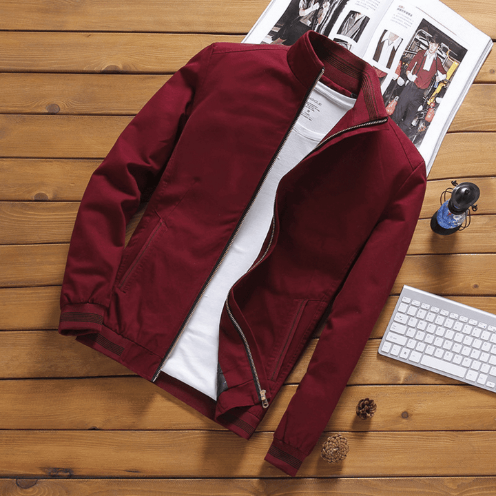 Heren Jas | Slim Fit Katoen | Ritsluiting & Zijzakken | Kort Model