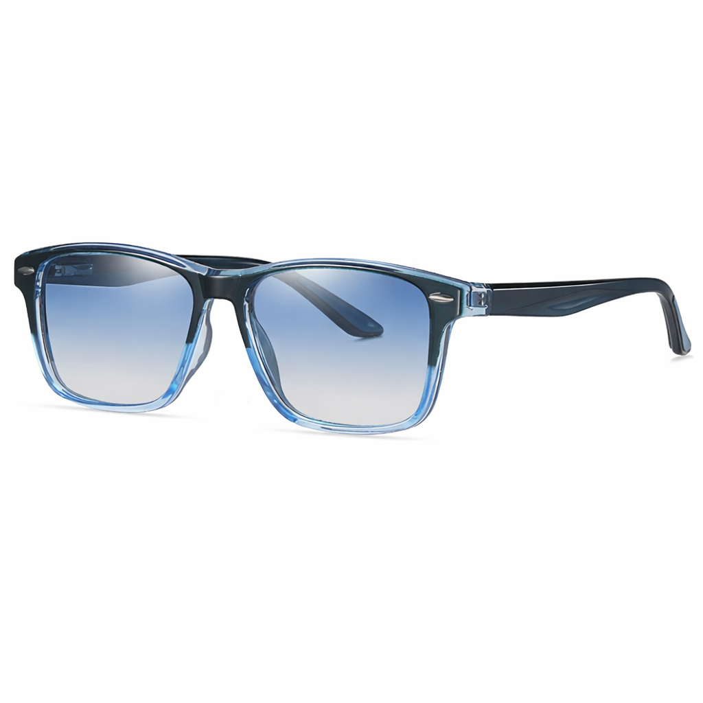 Heren Zonnebril | Blauwe Gradients | Retro Vierkant | Zomer