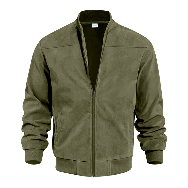 Winterjas Heren | Retro Zip-Up Jacket | Baseball Kraag & Effen Kleur Tussenjas