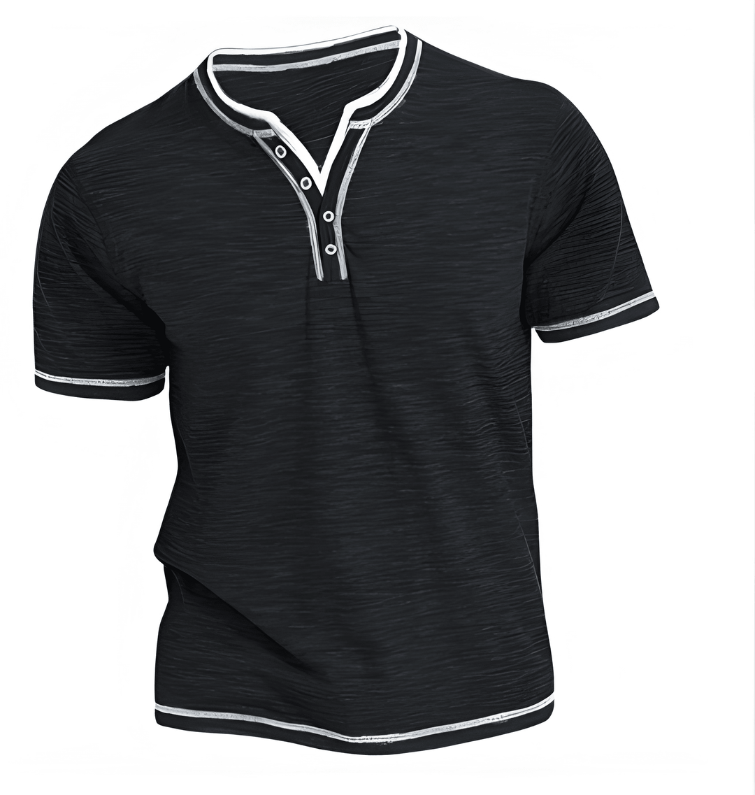 Heren Henley Shirt Korte Mouw - Moderne Knoopsluiting