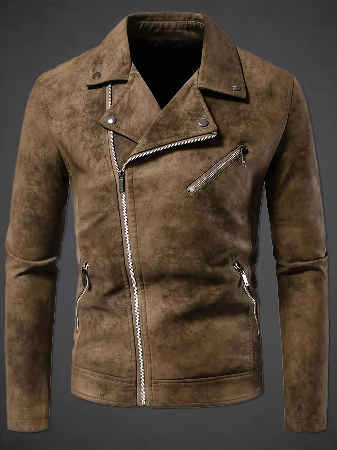 Heren Bikerjas | Slimfit | Asymmetrische Rits | Streetwear