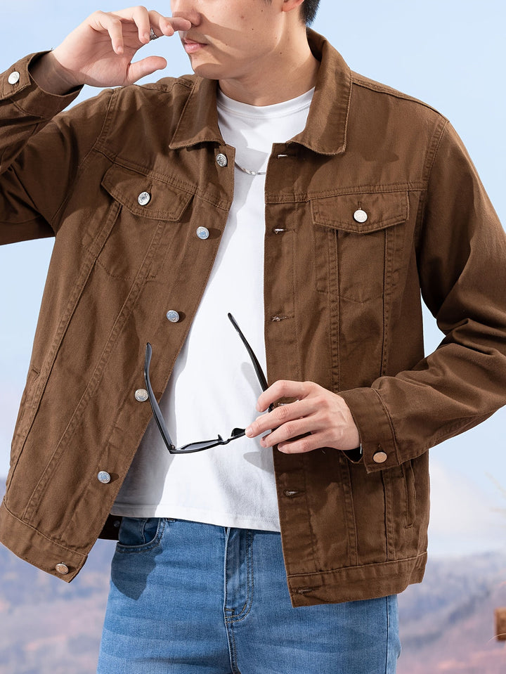 Heren Denim Jas | Premium  Katoen | Reverskraag & Borstzakken | Lente & Herfst