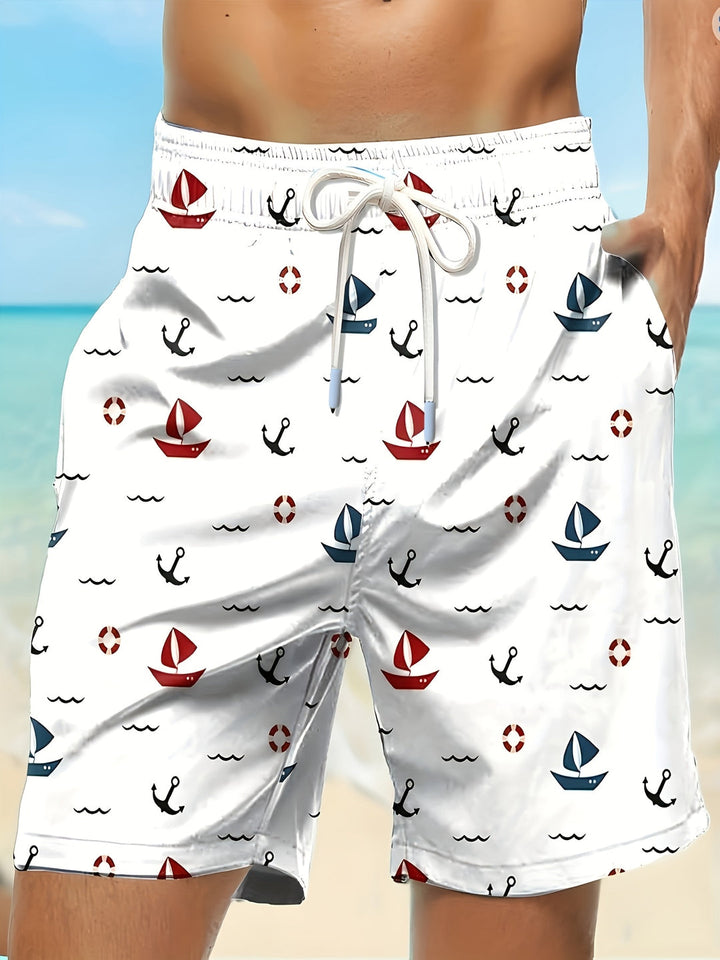Heren Boardshort | Geometrisch Patroon | Comfort Fit | Polyester Weefsel