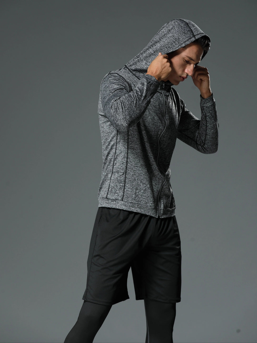 Heren Full-Zip Runningjack met Capuchon | Snel Drogende & Hoge Elastische | Lange Mouwen