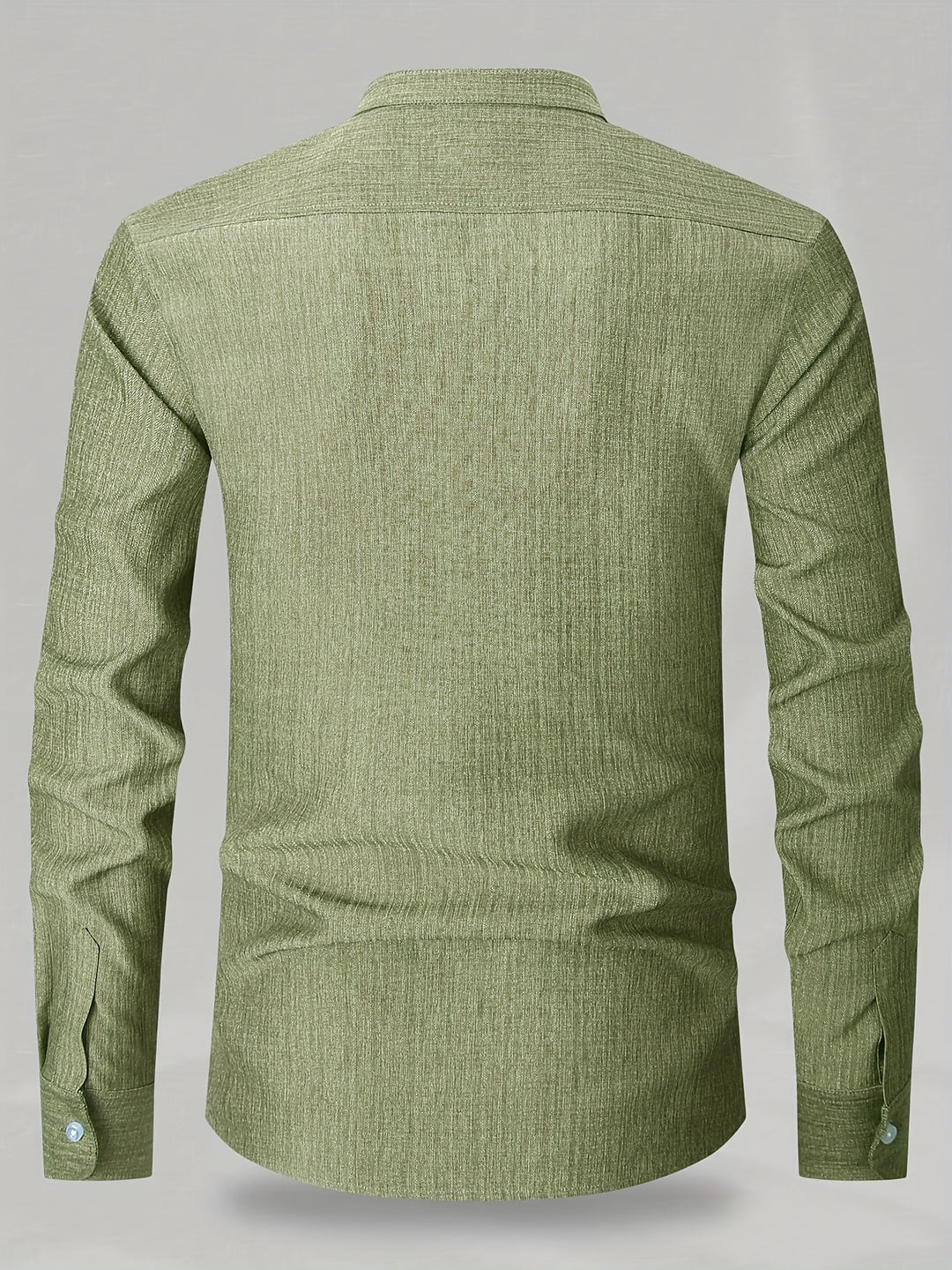 Heren Overhemd | Effen Kleur & Ronde Hals | Lange Mouwen & Casual Zakelijk
