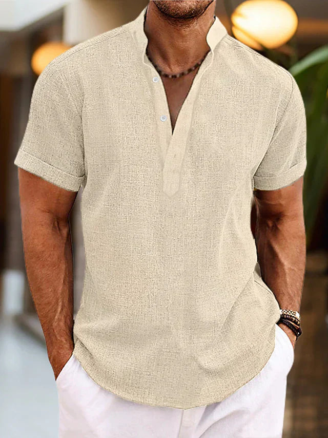 Heren Shirt | Straight | Opstaande Kraag | Zomer
