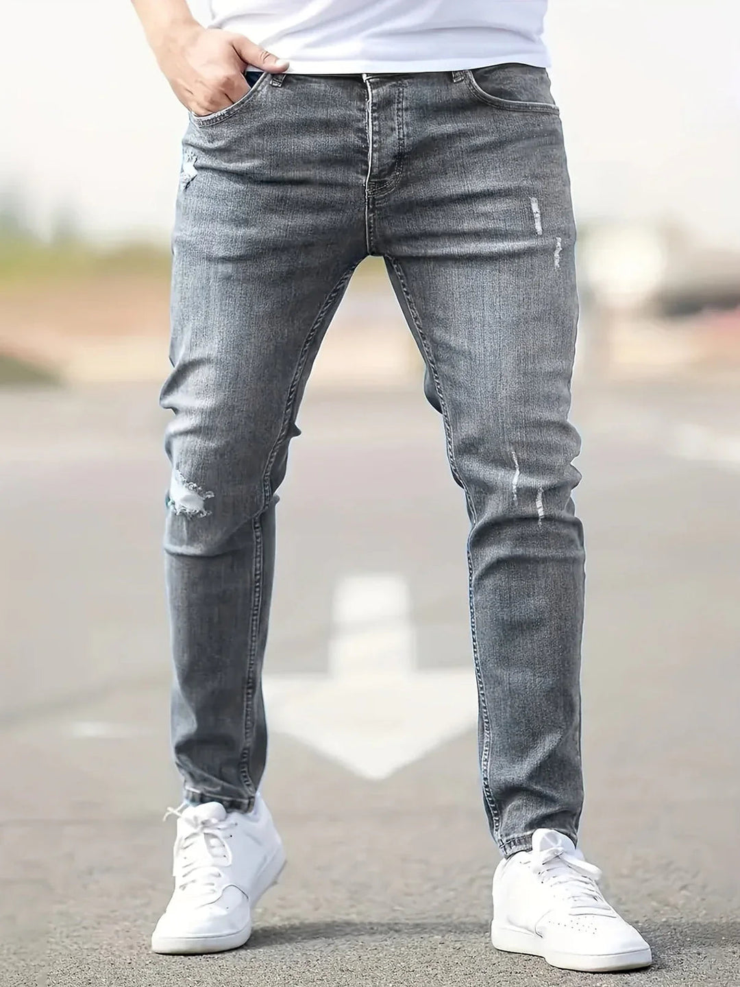 Heren Jeans | Slimfit | Distressed Details | Zomer