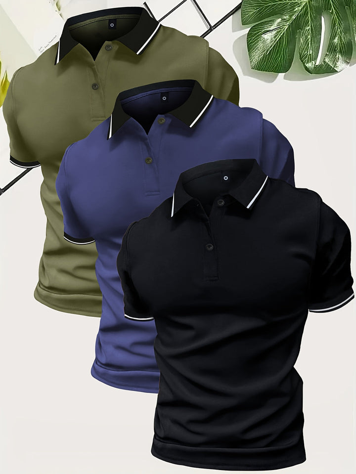 Heren 3 stuks Polo Shirt  | Casual & Effen Kleur | Lichtgewicht Polyester | Korte Mouw