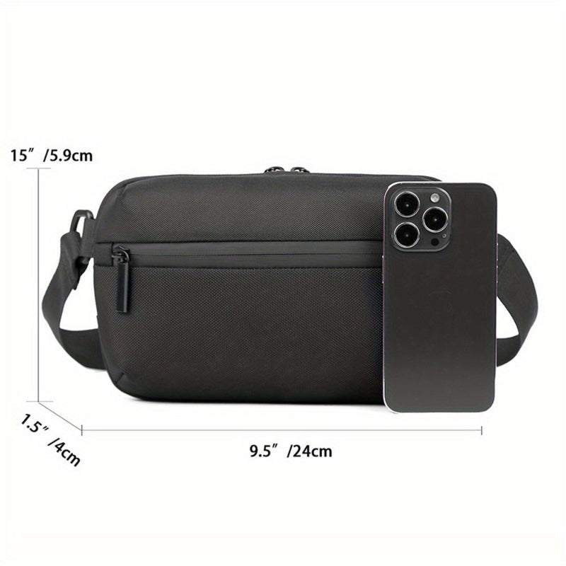 Heren Mini Crossbody Tas | Lichtgewicht Sport & Streetstyle | Telefoontasje van Oxford Stof – Zwart