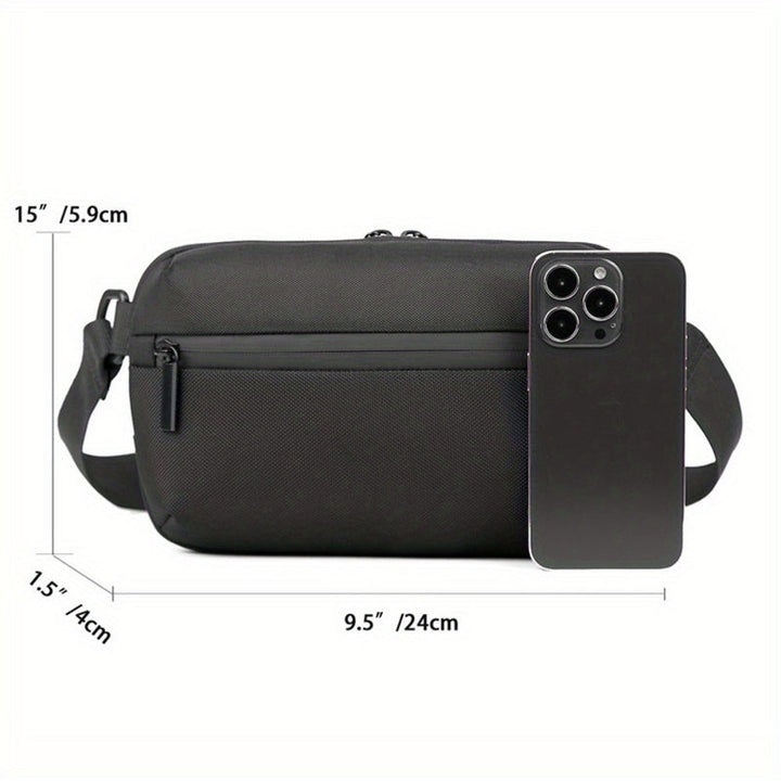 Heren Mini Crossbody Tas | Lichtgewicht Sport & Streetstyle | Telefoontasje van Oxford Stof – Zwart