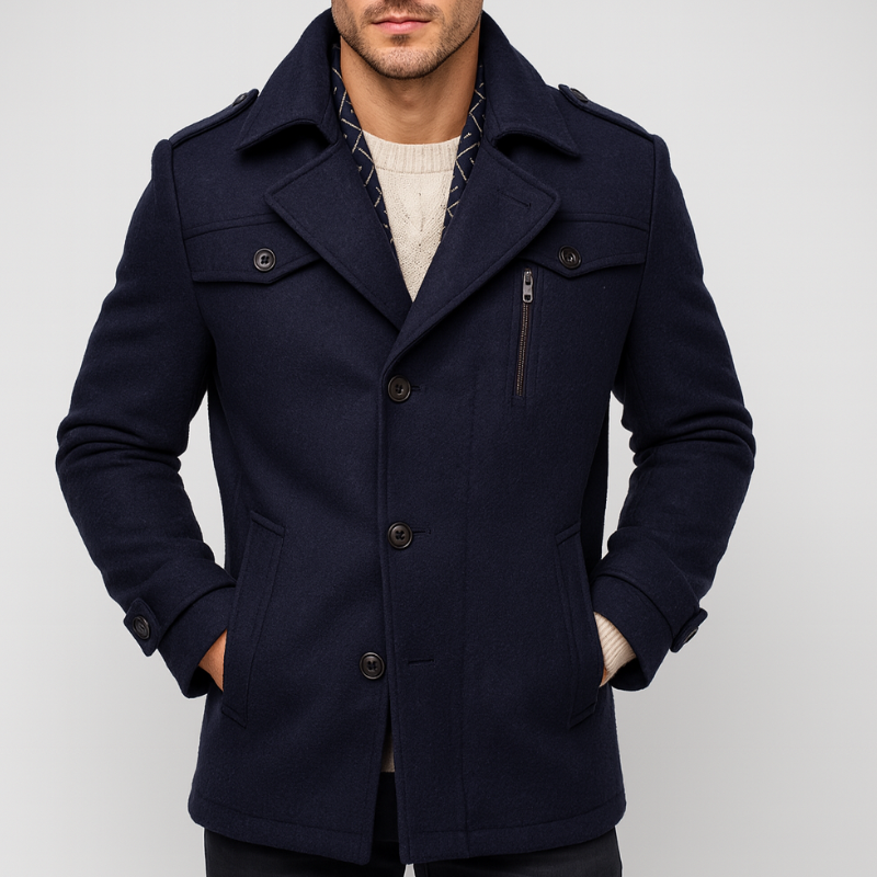 Winterjas Heren | Warme Mid-Length Jas | Klassiek Trenchcoat Design